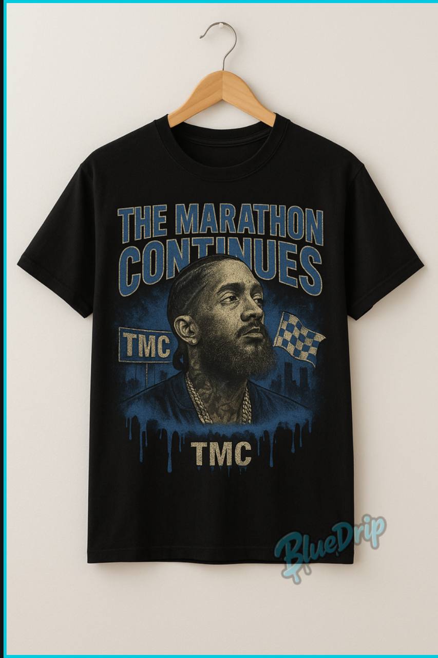 “The Marathon Continues” Vintage Nipsey Hussle Tribute Tee (Royal Blue Edition)