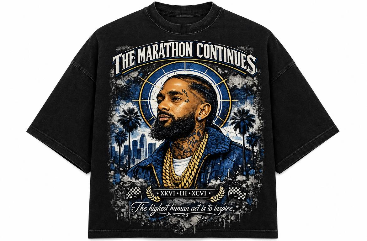 Nipsey Hussle “The Marathon Continues” Vintage Washed Graphic T-Shirt.