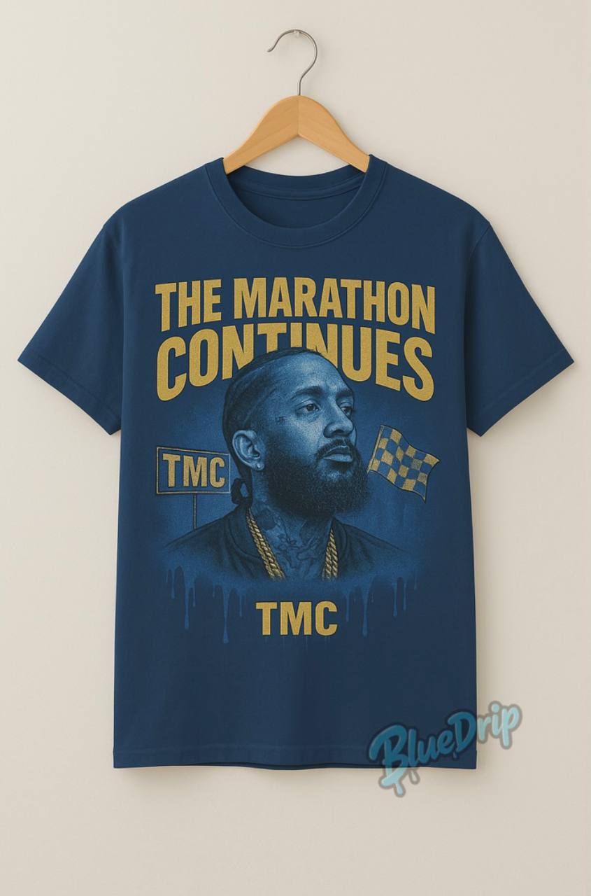 “The Marathon Continues” Vintage Nipsey Hussle Tribute Tee (Royal Blue Edition)
