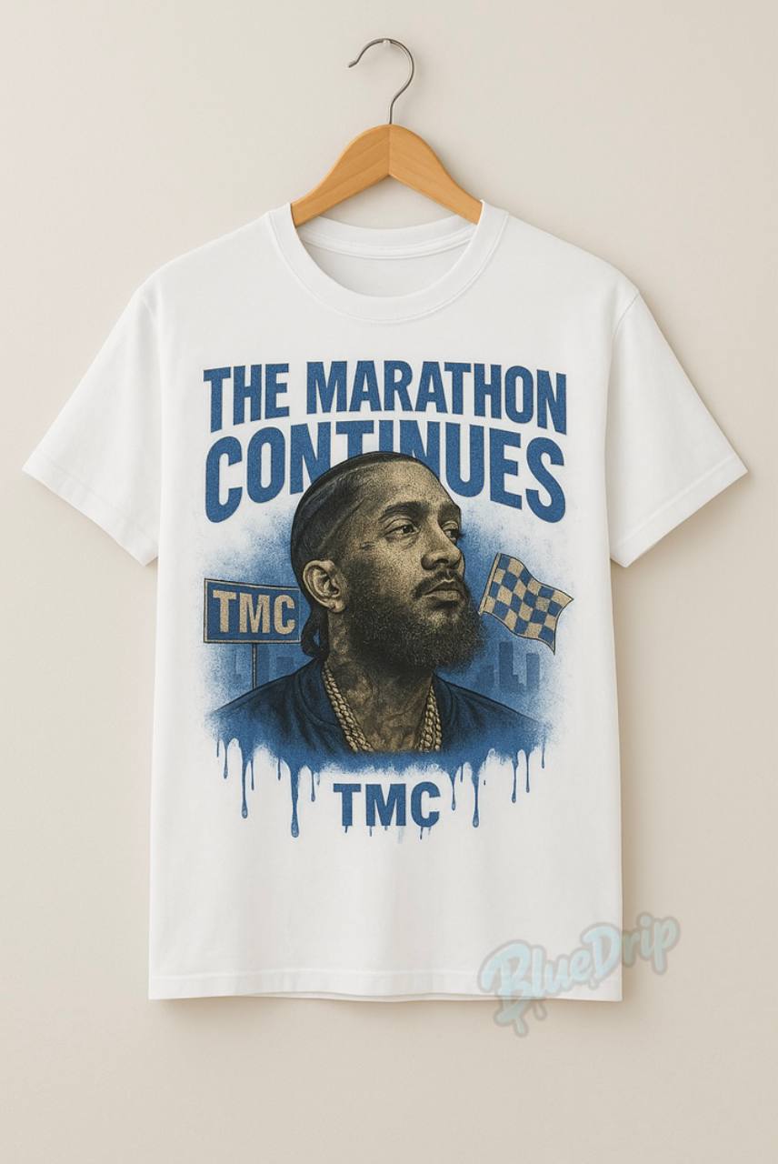 “The Marathon Continues” Vintage Nipsey Hussle Tribute Tee (Royal Blue Edition)