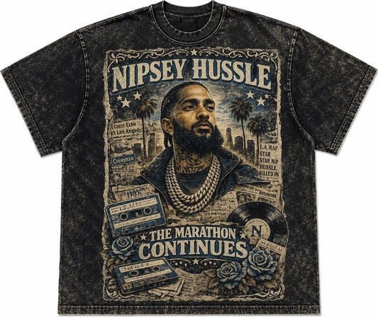 Nipsey Hussle “The Marathon Continues” Vintage Washed Graphic T-Shirt.